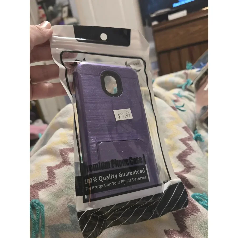 Purple Brushed Metal Kickstand Case for Samsung Galaxy J3 (2018)